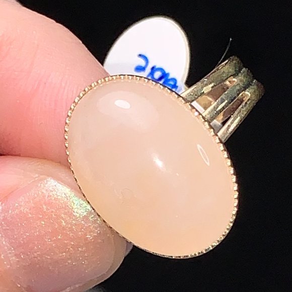 Silver Plated Rose Quartz Cab Ring, Sizeable - Picture 8 of 8